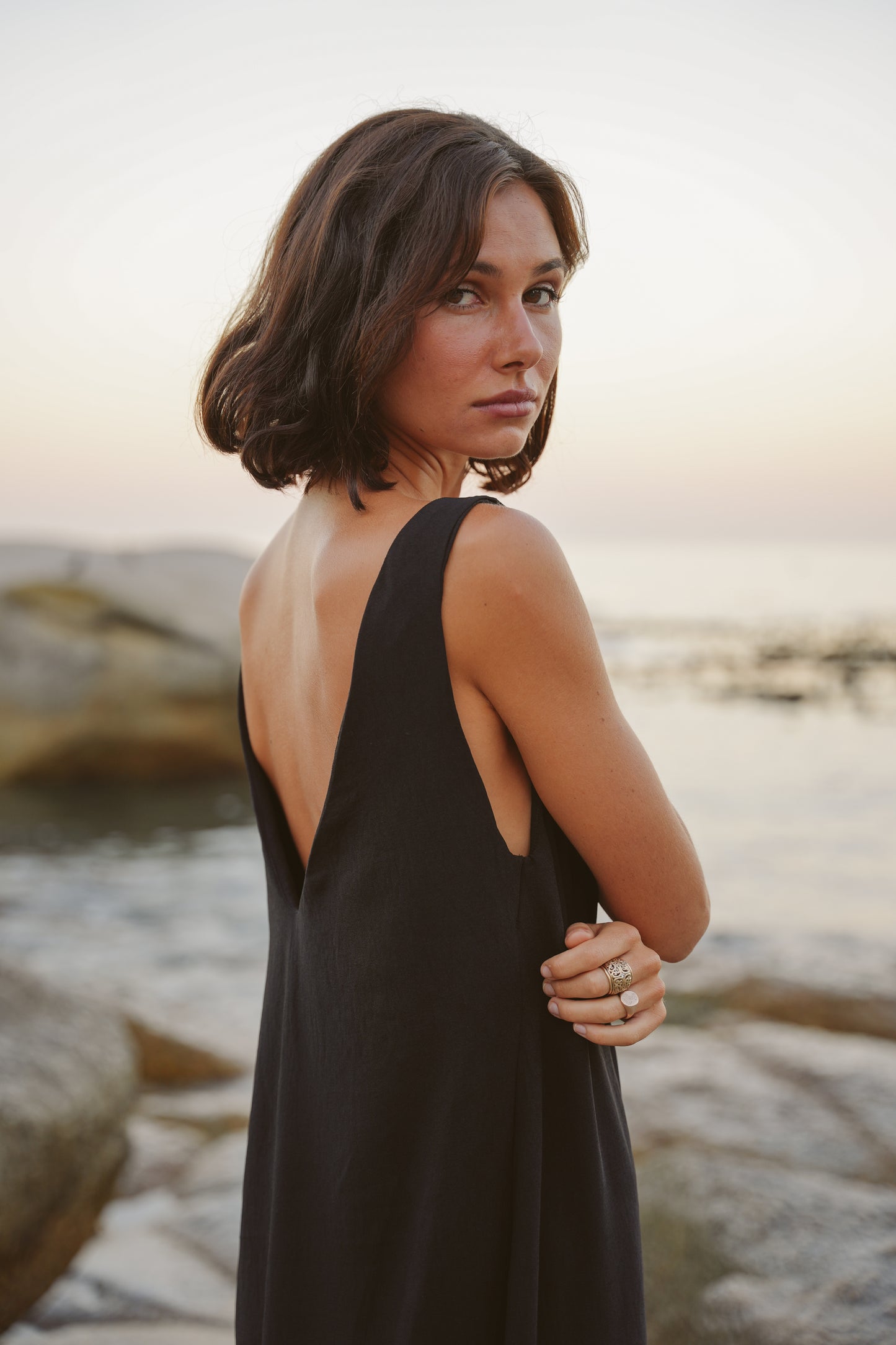 V-Neck & V-Back Maxi Dress
