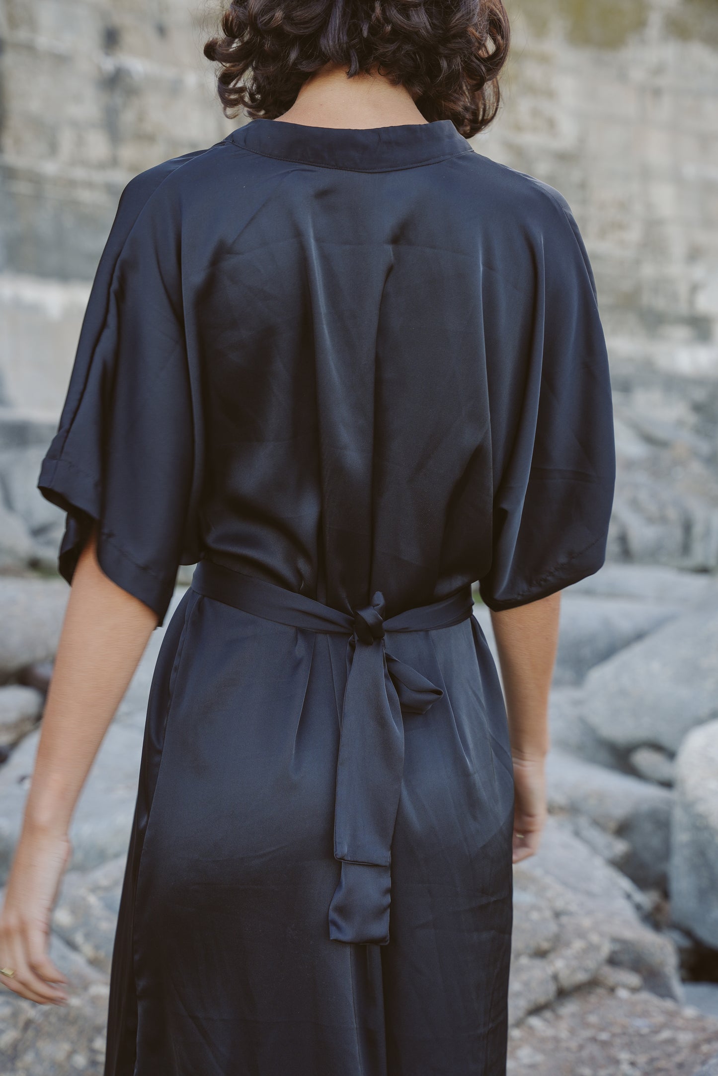 Satin Maxi Shirt Dress