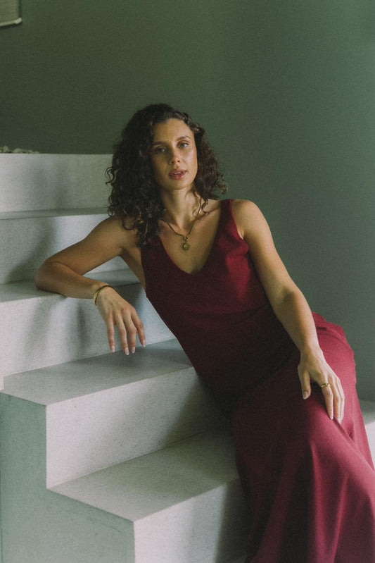 V-Neck & V-Back Maxi Dress