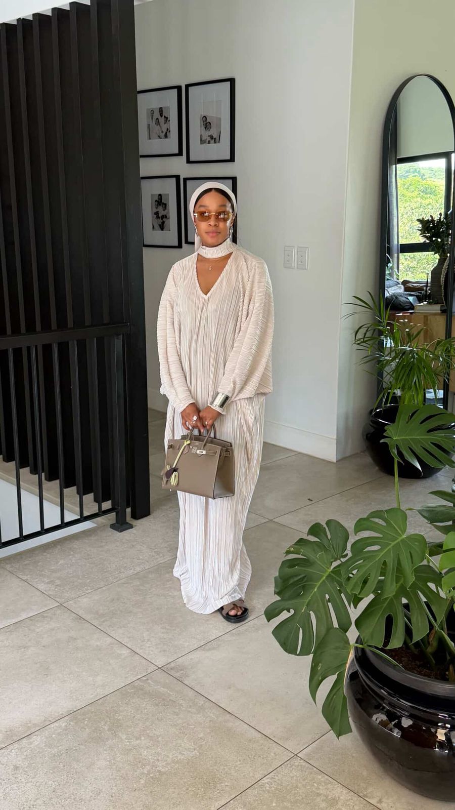 Oyster Plissé Dress
