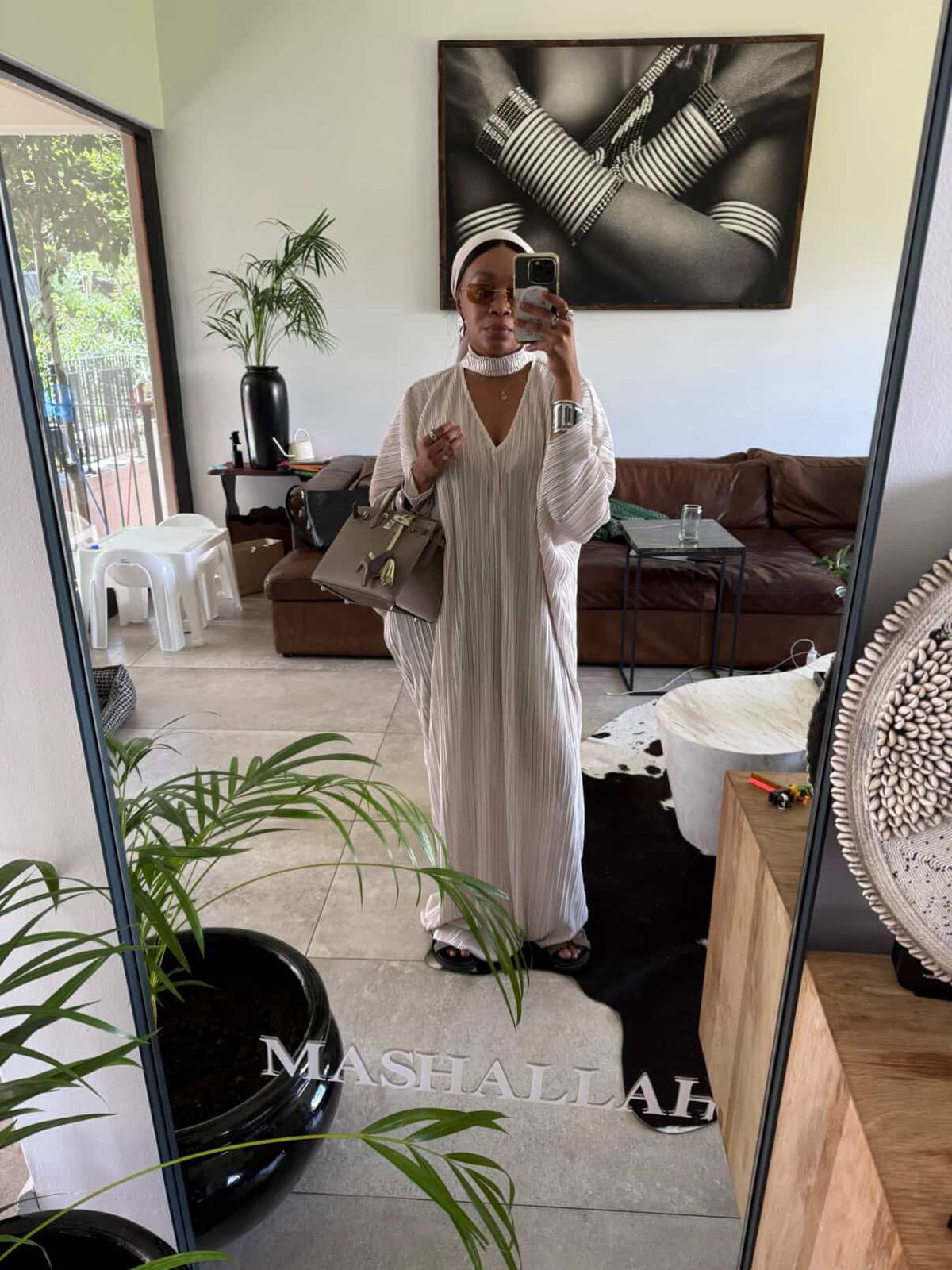 Oyster Plissé Dress