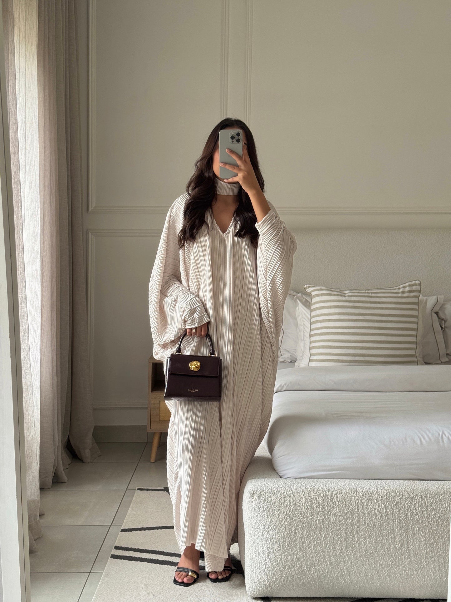 Oyster Plissé Dress